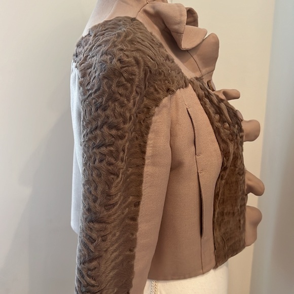 VALENTINO TechnoCOUTURE JACKET Beautiful Nude Color with Lamb fur insert Size 10 - Picture 7 of 15